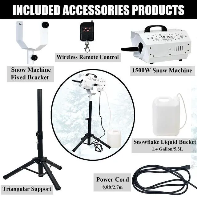 Alt view image 2 of 7 - 1500W Snow Machine with Manual & Wireless Remote Control | Large Output Snowmaking Machine for Indoor & Outdoors | Adjustable Snowflake Size | Perfect for Christmas, Weddings, and Parties
