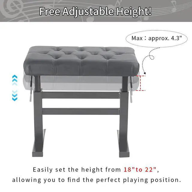 Alt view image 3 of 7 - Hydraulic Lifting Piano Bench Height Adjustable Smooth | Keyboard Bench Heavy Duty Piano Stool with 23.62" x 14.17" PU Leather High-Density Sponge & Alloy Base, 2 Styles