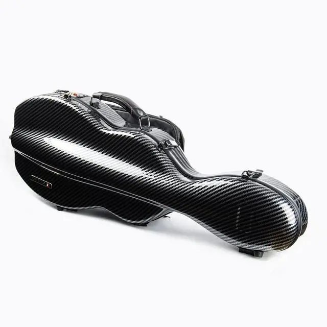 Alt view image 2 of 5 - 4/4 Full Size Violin case High-Strength Carbon Fiber Pear-Shaped Violin Music Bag With Combination Lock and Extra Bag Black Violin Hard Case (VB-Random type-Black Stripe spot)