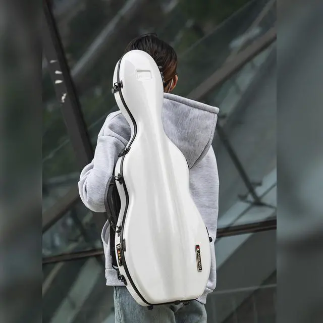 Main image of 4/4 Full Size Violin Case - High-Strength Carbon Fiber Pear-Shaped Music Bag With Combination Lock and Extra Bag - White Violin Hard Case (VB-Random type-WhiteDot spot)