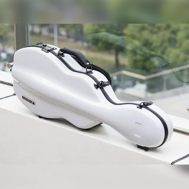 Alt view image 3 of 7 - 4/4 Full Size Violin Case - High-Strength Carbon Fiber Pear-Shaped Music Bag With Combination Lock and Extra Bag - White Violin Hard Case (VB-Random type-WhiteDot spot)