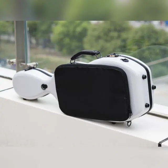 Alt view image 4 of 7 - 4/4 Full Size Violin Case - High-Strength Carbon Fiber Pear-Shaped Music Bag With Combination Lock and Extra Bag - White Violin Hard Case (VB-Random type-WhiteDot spot)