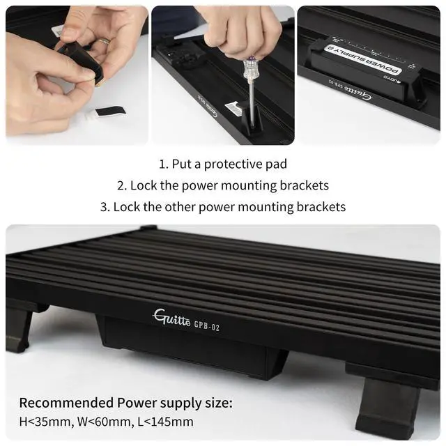 Alt view image 3 of 6 - Guitar Pedalboard, Secure Clip-On Design Aluminum Alloy Pedal Board with Carry Bag, No Adhesive Needed for Effects Pedals, for Gigs and Rehearsals, GPB-02 Medium