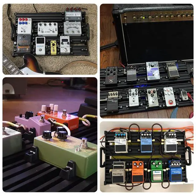 Alt view image 5 of 6 - Guitar Pedalboard, Secure Clip-On Design Aluminum Alloy Pedal Board with Carry Bag, No Adhesive Needed for Effects Pedals, for Gigs and Rehearsals, GPB-02 Medium