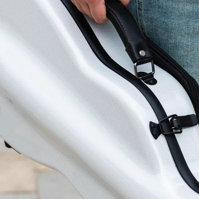Alt view image 6 of 7 - 4/4 Full Size Violin Case - High-Strength Carbon Fiber Pear-Shaped Music Bag With Combination Lock and Extra Bag - White Violin Hard Case (VB-Random type-WhiteDot spot)