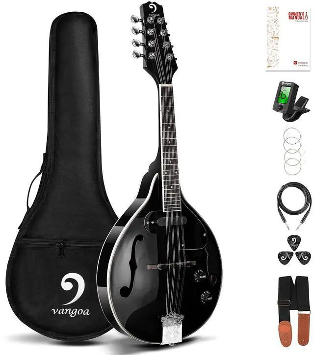 Main image of Mandolin Instrument Mahogany Acoustic Electric A Style Mandolin Musical Instrument for Beginner Adults Teens Kids, Black