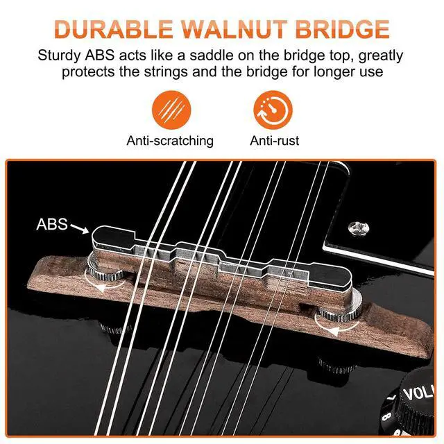 Alt view image 6 of 7 - Mandolin Instrument Mahogany Acoustic Electric A Style Mandolin Musical Instrument for Beginner Adults Teens Kids, Black