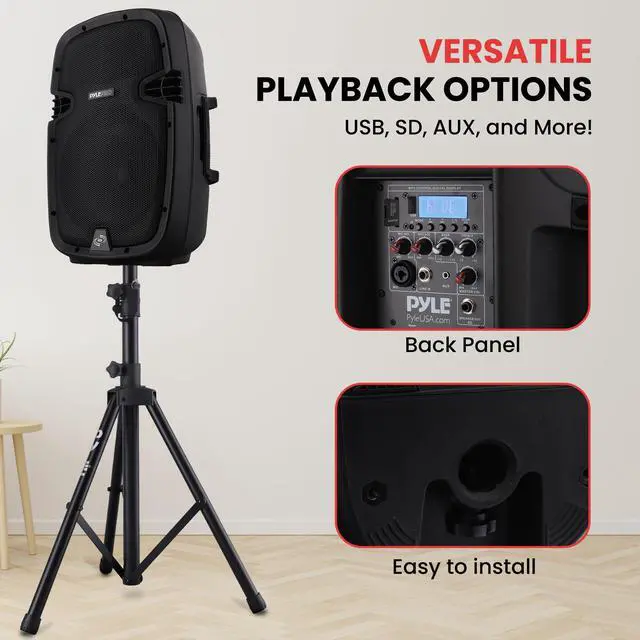 Alt view image 4 of 7 - Wireless Portable PA Speaker System - 1000W High Powered Bluetooth Compatible Active + Passive Pair Outdoor Sound Speakers W/USB SD MP3 AUX - 35mm Mount, 2 Stand, Microphone, Remote