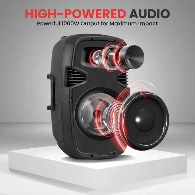 Alt view image 3 of 7 - Wireless Portable PA Speaker System - 1000W High Powered Bluetooth Compatible Active + Passive Pair Outdoor Sound Speakers W/USB SD MP3 AUX - 35mm Mount, 2 Stand, Microphone, Remote