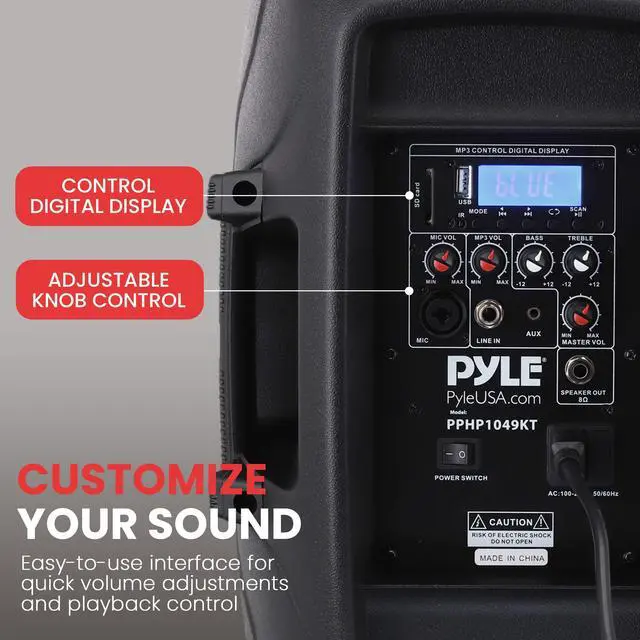 Alt view image 6 of 7 - Wireless Portable PA Speaker System - 1000W High Powered Bluetooth Compatible Active + Passive Pair Outdoor Sound Speakers W/USB SD MP3 AUX - 35mm Mount, 2 Stand, Microphone, Remote