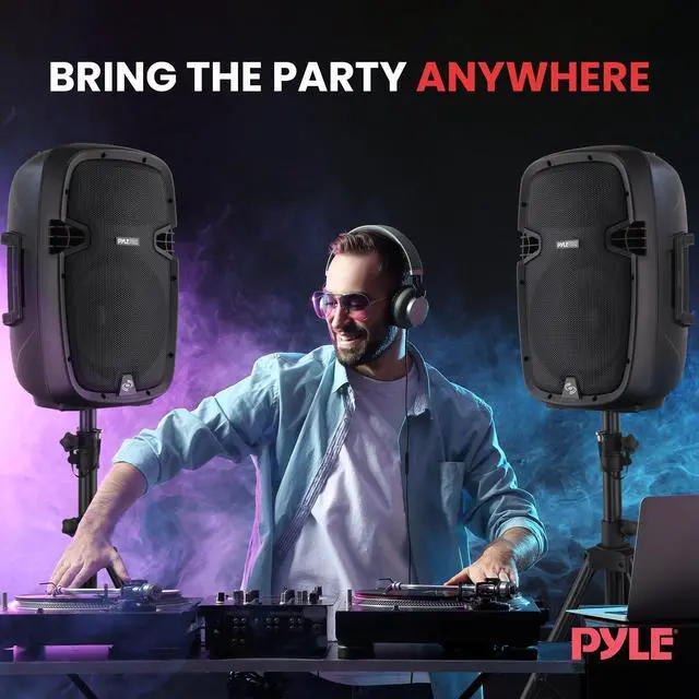 Alt view image 7 of 7 - Wireless Portable PA Speaker System - 1000W High Powered Bluetooth Compatible Active + Passive Pair Outdoor Sound Speakers W/USB SD MP3 AUX - 35mm Mount, 2 Stand, Microphone, Remote