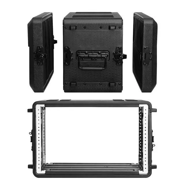 Main image of 6U Rack Case Shallow 12" Depth, 19" Rackmount Flight Cases Easy Installation Portable Carry Watertight Dust Proof 2 Space Shockproof Mount Racks with Microphone Compartments Space Saving