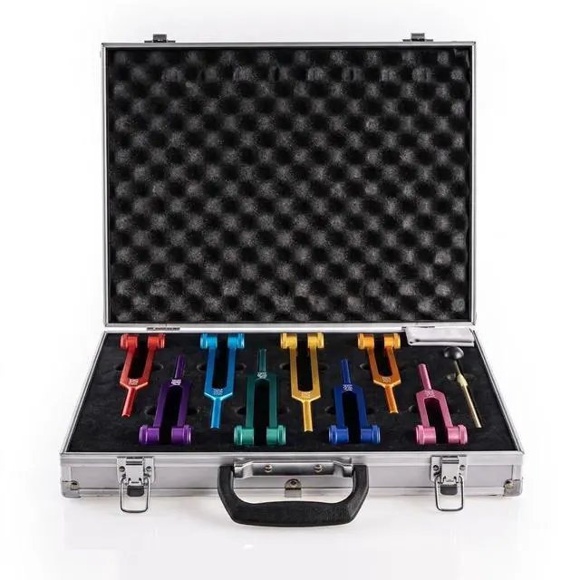 Alt view image 7 of 7 - Chakra Tuning Forks Set, 7 Chakra and 1 Soul Purpose Weighted Tuning Forks Set for Healing, Sound Therapy, Chakra Tuning Fork Set with Tuning Fork Activator and Exquisite Gift Box