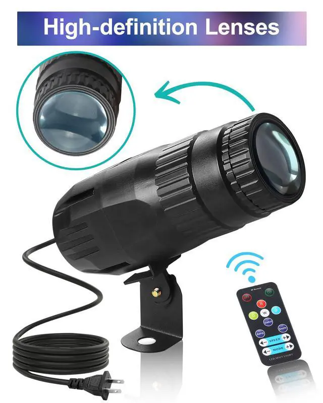 Alt view image 4 of 6 - 3 Pack Disco Ball Spotlight, 15W RGB Pinspot Light with Remote, 320° Rotation, 10+ Color Effects, 65" Cord for Ceiling, Stage, Club, Party