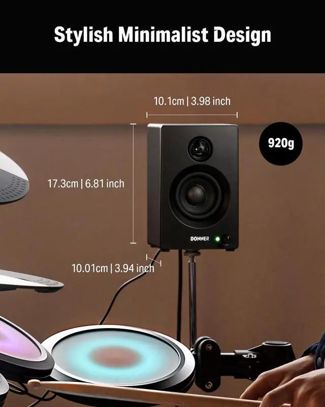 Alt view image 5 of 7 - Electric Drum Amplifier 20Watt, Wireless Bluetooth Electronic Drum Amp with 3" and 0.75" Dual Drivers, Mini Rack-Mountable Monitor Speaker DDA-20SE 80W Peak, Portable for Home Practice