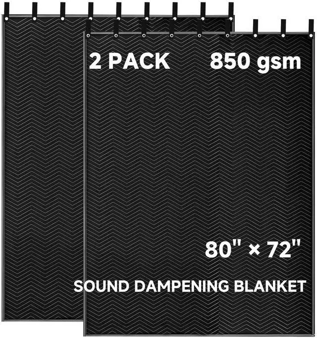 Main image of 2Pcs Sound Dampening Blanket 80"x72" 850GSM, Heavy Duty Acoustic Absorption for Studio