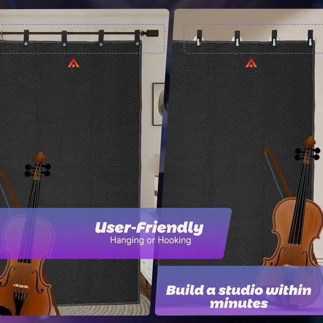 Alt view image 5 of 7 - 2Pcs Sound Dampening Blanket 80"x72" 850GSM, Heavy Duty Acoustic Absorption for Studio