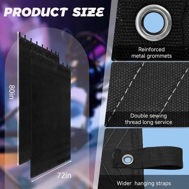 Alt view image 6 of 7 - 2Pcs Sound Dampening Blanket 80"x72" 850GSM, Heavy Duty Acoustic Absorption for Studio