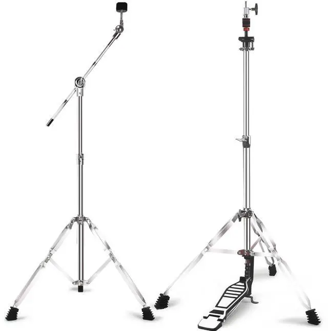 Main image of Hi Hat Stand + Boom Cymbal Stand Set for Crash, Ride, Splash Cymbal | Upgraded 3-Leg Adjustable Hi-Hat Cymbal Stand with Smooth Pedal, Adjustable Boom Cymbal Stand for Drum Hardware