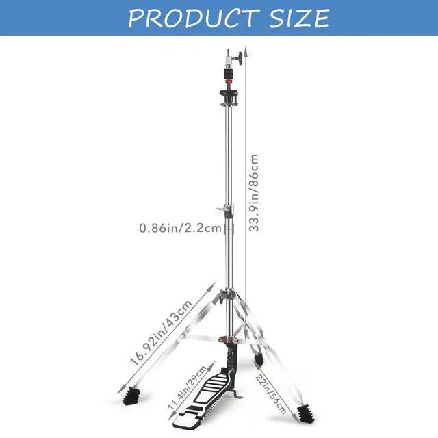Alt view image 2 of 6 - Hi Hat Stand + Boom Cymbal Stand Set for Crash, Ride, Splash Cymbal | Upgraded 3-Leg Adjustable Hi-Hat Cymbal Stand with Smooth Pedal, Adjustable Boom Cymbal Stand for Drum Hardware