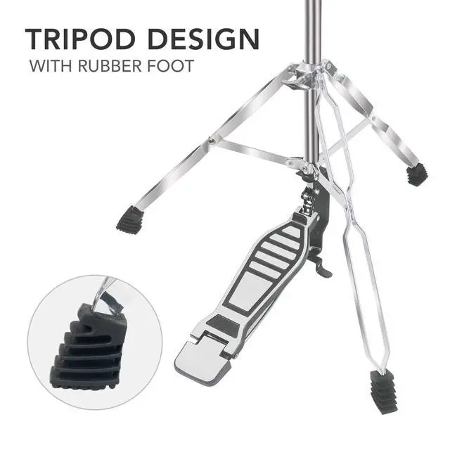 Alt view image 6 of 6 - Hi Hat Stand + Boom Cymbal Stand Set for Crash, Ride, Splash Cymbal | Upgraded 3-Leg Adjustable Hi-Hat Cymbal Stand with Smooth Pedal, Adjustable Boom Cymbal Stand for Drum Hardware