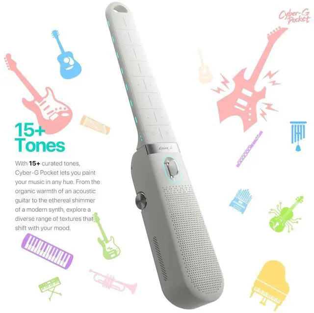Alt view image 5 of 7 - Enya Pocket Guitar with 15 Instrument Tones & Built-in Speaker | 0.8KG Foldable & Portable,APP Control,Stringless Smart Guitar for Travel,Music Instument for Beginners and Adults,Muisc Gift