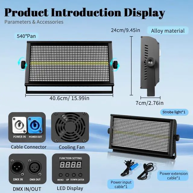 Alt view image 2 of 7 - 500W RGBW LED Strobe Light, DMX512 Stage Blinder | 960 LEDs, 8-Segment Pixel Control, Wash Effect, Sound Activated for DJ Gigs, Clubs, Parties, Weddings and Stage Events