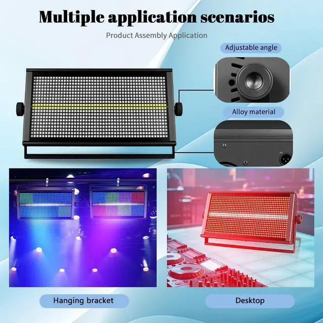 Alt view image 3 of 7 - 500W RGBW LED Strobe Light, DMX512 Stage Blinder | 960 LEDs, 8-Segment Pixel Control, Wash Effect, Sound Activated for DJ Gigs, Clubs, Parties, Weddings and Stage Events