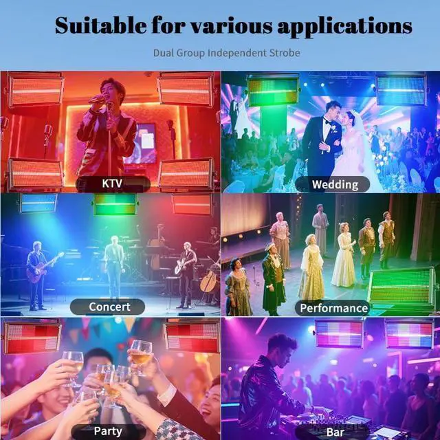 Alt view image 5 of 7 - 500W RGBW LED Strobe Light, DMX512 Stage Blinder | 960 LEDs, 8-Segment Pixel Control, Wash Effect, Sound Activated for DJ Gigs, Clubs, Parties, Weddings and Stage Events