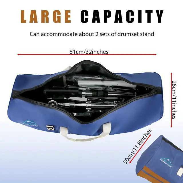 Alt view image 3 of 7 - Drum Hardware Bag Drum Set Hardware Carry Bag with Removable Shoulder Strap Drum Stand Accessory Bag (Blue)