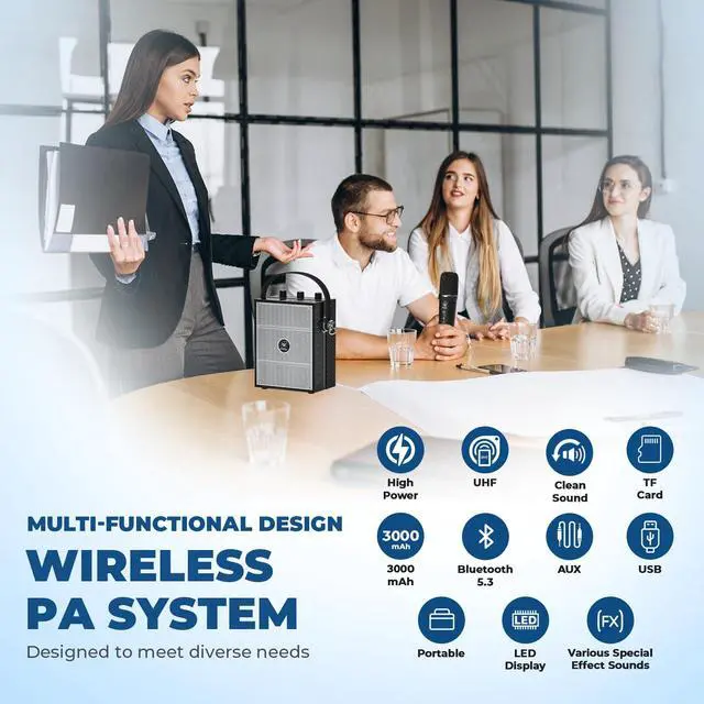 Alt view image 3 of 7 - 50W Wireless Voice Amplifier with Handheld Microphone S98 Pro | Portable Bluetooth Speaker Microphones for Teachers Events,Wireless Karaoke Mic for Singing,PA System with Echo Sound Effects