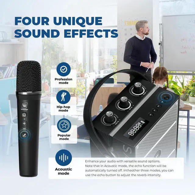 Alt view image 5 of 7 - 50W Wireless Voice Amplifier with Handheld Microphone S98 Pro | Portable Bluetooth Speaker Microphones for Teachers Events,Wireless Karaoke Mic for Singing,PA System with Echo Sound Effects