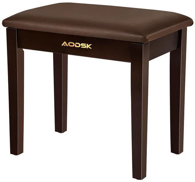 Main image of Piano Bench with Cushion,Solid Wood Keyboard Bench Piano Chair Piano Seat,Brown Piano Stool,13.21 x 21 x 18.2 Inches