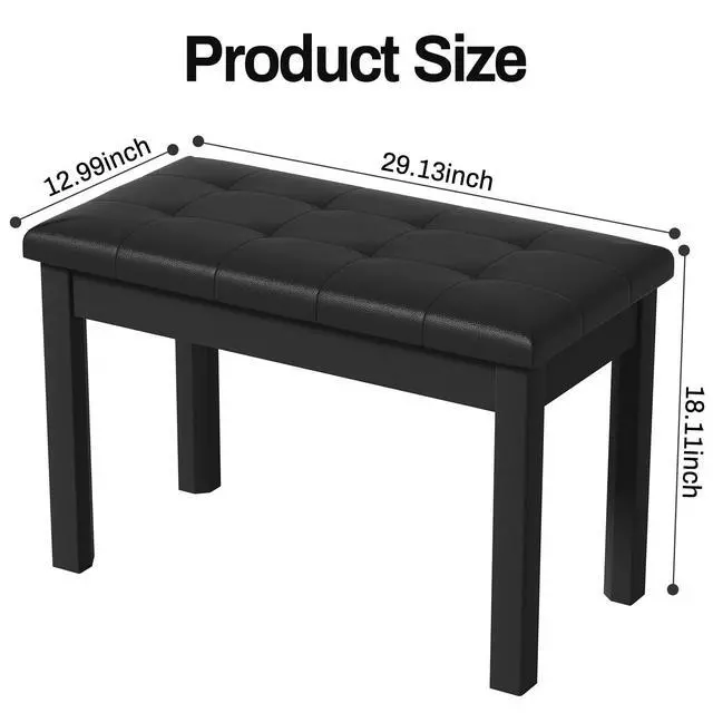 Alt view image 2 of 7 - Piano Bench with Padded Cushion and Storage Compartment for Music Books,Solid Wood Keyboard Bench Duet Piano Bench,White Piano Stool,29.13''x12.99''x18.11 Inches