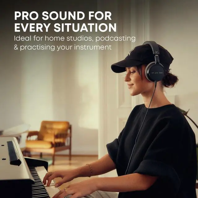 Alt view image 5 of 7 - DT 270 PRO, Wired Headphones, Home Recording, Monitor, Stereo, 3m Cable, Black with Gray Ear Pads