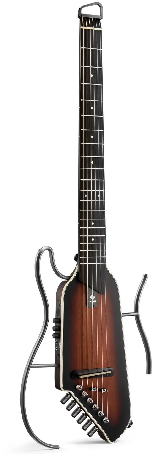 Main image of HUSH I EVO2 Acoustic Electric Travel Guitar Portable Headless Quiet Practice Guitar, Ultra-Light, Mahogany Body with Built-in Tuner, Detachable Stands & Headphone Jack - Sunburst