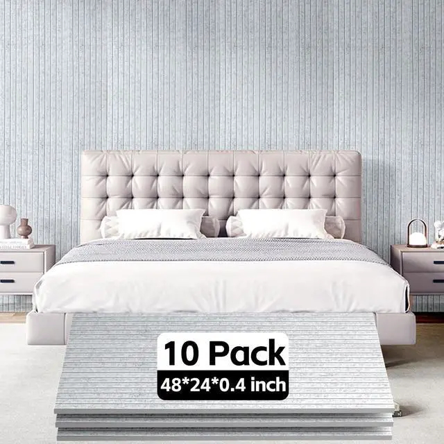 Alt view image 2 of 7 - 10Pack Large Acoustic Panels, 48x24x0.4 inch Sound Proof Panels for Walls, Self-Adhesive Sound Panels Noise Reducing for Walls, Acoustic Wall Panel for Home Studio Office Gym & Commercial Spaces(Grey)