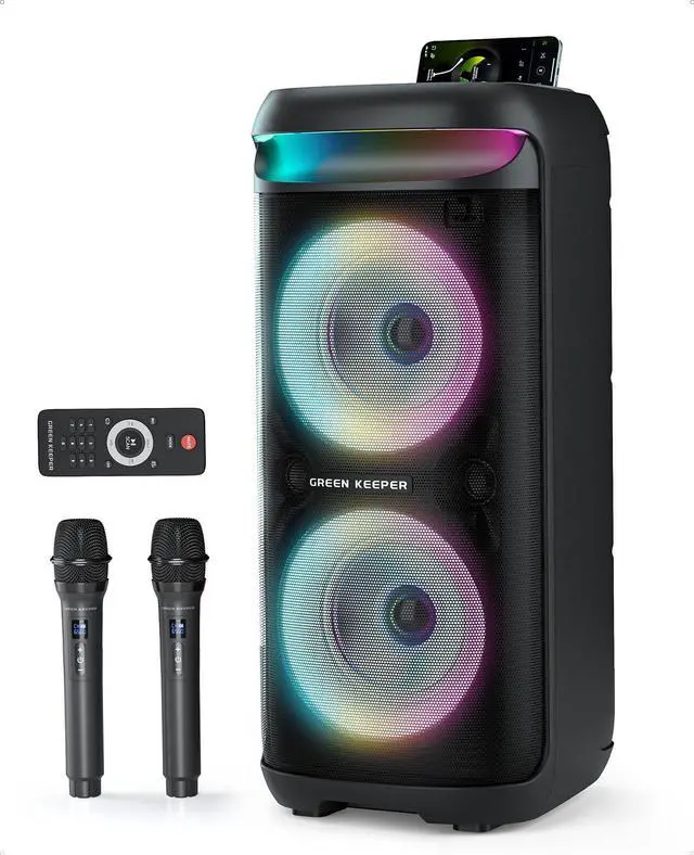Main image of GKD60 Karaoke Machine with 2 Wireless Microphones for Adults, Portable Bluetooth Party Speaker, 500W Peak Power PA System with LED Disco Lights, 6.5'' Speaker Big Sound, 8000mAh Battery for Outdoor