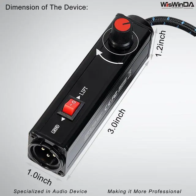 Alt view image 6 of 7 - Pro101C Type-C/USB-C to XLR Isolation Box with Volume Controller and Ground Lift Switch Build-in Cord Length 3.3ft with USB-C Plug (Pro 101C)
