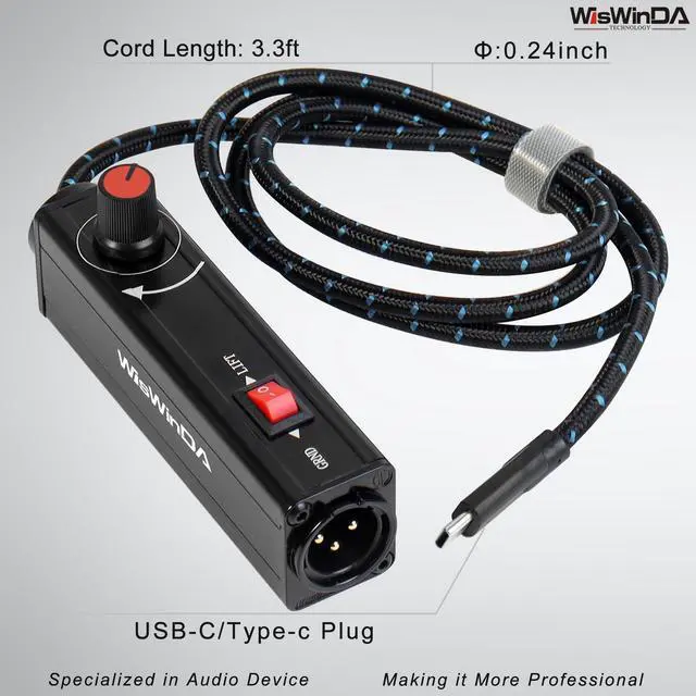 Alt view image 5 of 7 - Pro101C Type-C/USB-C to XLR Isolation Box with Volume Controller and Ground Lift Switch Build-in Cord Length 3.3ft with USB-C Plug (Pro 101C)