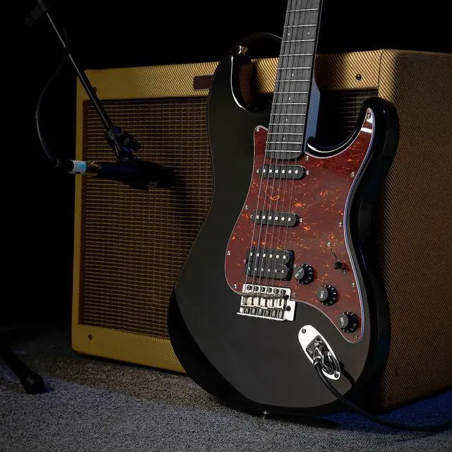 Alt view image 7 of 7 - DST-200 Electric Guitar with HSS Pickup Coil Split | Designer Series | 39'' Stylish Electric Solid Body Guitar for Beginner Intermediate & Pro Players with Online Lesson, Black