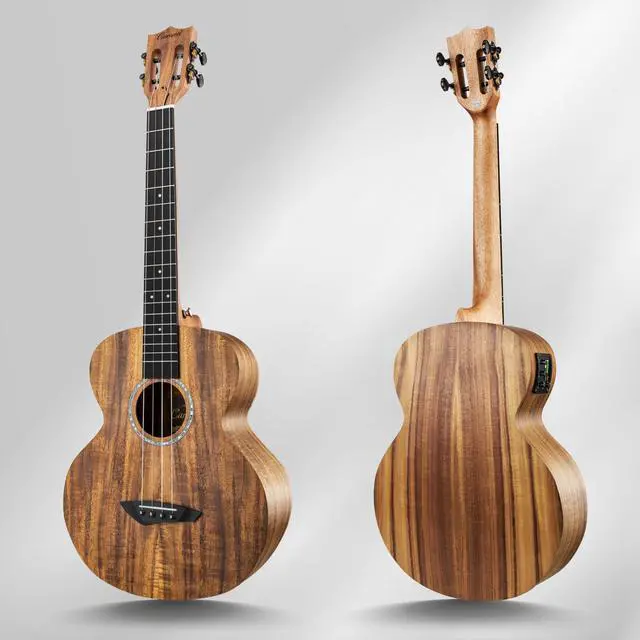 Alt view image 7 of 7 - CB207 Acacia Baritone Acoustic Electric Ukulele with Truss Rod | 30 in Additional Strings, Padded Gig Bag, Strap and EQ cable