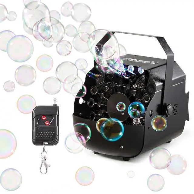 Main image of Stage Bubble Machine RGB LED Lights Wireless Remote High Output | 3000 Bubbles Per Min 0.3Gal Tank 2H Continuous Use, 7 Color Auto Lights for Wedding Carnival Party Performance