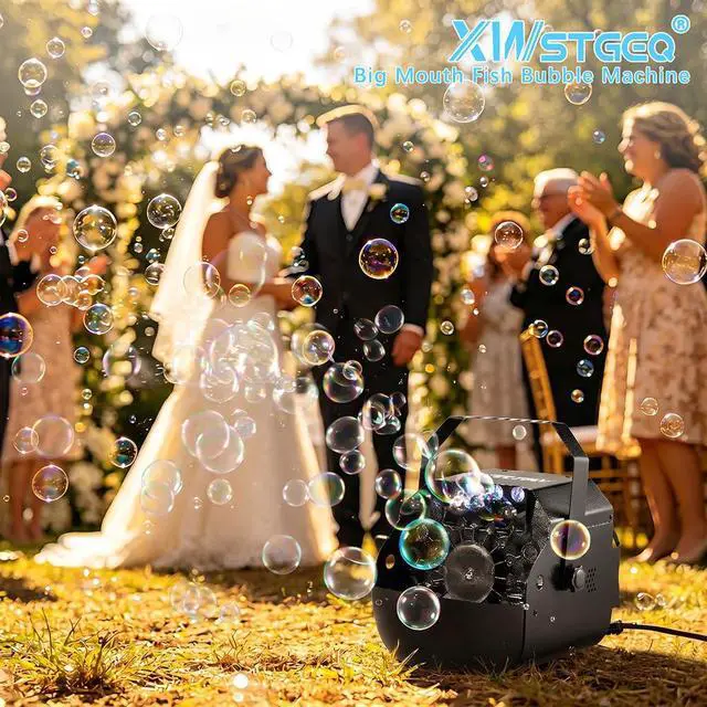 Alt view image 2 of 7 - Stage Bubble Machine RGB LED Lights Wireless Remote High Output | 3000 Bubbles Per Min 0.3Gal Tank 2H Continuous Use, 7 Color Auto Lights for Wedding Carnival Party Performance