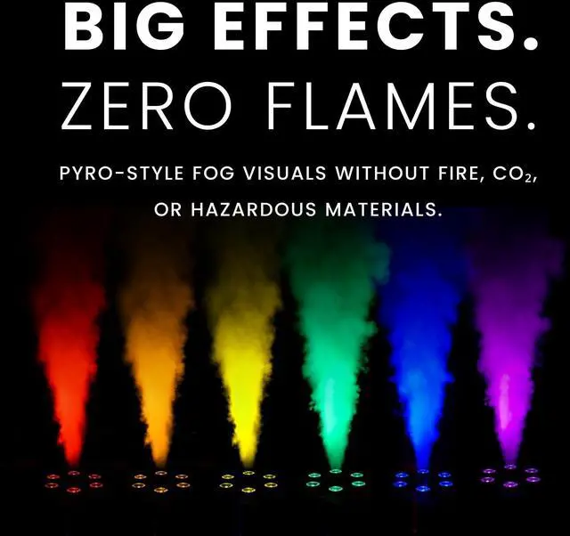 Alt view image 4 of 7 - Geyser T6 Vertical Fog Machine | Pyrotechnic Style Fog Effect Without Toxic Chemicals or CO2 | Wireless and Timer Remote Control | Compact Design for Mobile Applications
