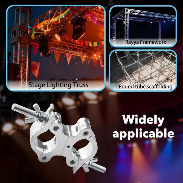 Alt view image 6 of 7 - Stage Lighting Equipment & Accessories,Twist Paired Aluminum Cclamp Scaffolding Heavy Duty Truss Clamps Adjustable 40-52mm/1.57-2.05 inches (4pack Silver)