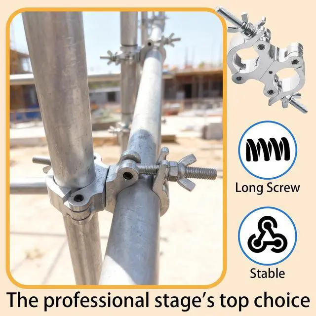 Alt view image 7 of 7 - Stage Lighting Equipment & Accessories,Twist Paired Aluminum Cclamp Scaffolding Heavy Duty Truss Clamps Adjustable 40-52mm/1.57-2.05 inches (4pack Silver)
