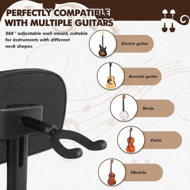 Alt view image 6 of 7 - Guitar Stool with Back Support, Height Adjustable Professional Seat with Hanger, Musician Stool Guitarist Throne Guitar Chair, Black
