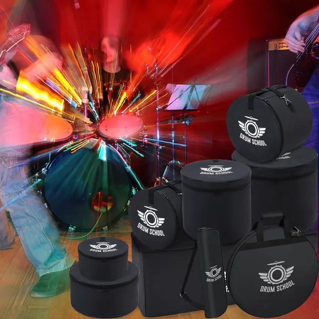 Alt view image 7 of 7 - Drum Bags Set 9-pcs, All in One Drum Carrying Carrying Soft Cases Set | For 10" / 12" / 13" Tom, 14" Snare, 16" Floor Tom, 22" x 18 Bass Drum, 22" Cymbals Bag, Drumsticks bag, 41 Hardware Bag