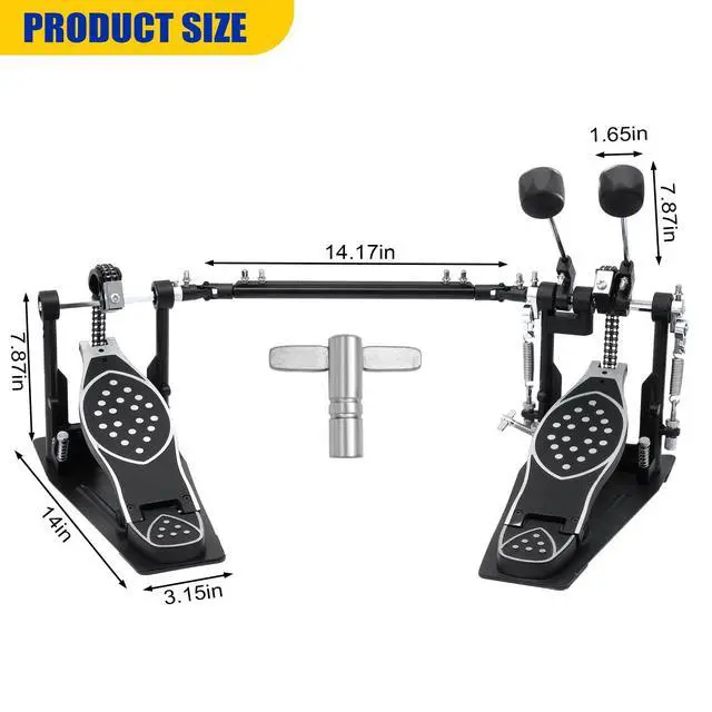 Alt view image 2 of 6 - Double Bass Drum Pedal 2.0, Ultra-Responsive Double Chain Kick Pedal with Included Drum Patch, Latest Model for Speed and Control
